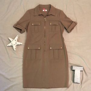 Calvin Klein dress zip front, pockets collar Sz 12